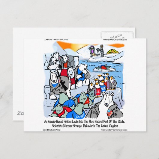 アラスカの贈り物とティおもしろいーの野生生物と政治 ポストカード (正面/裏面)