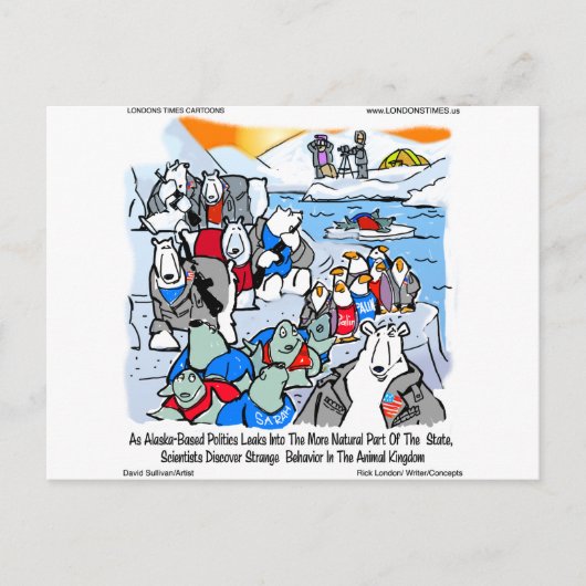 アラスカの贈り物とティおもしろいーの野生生物と政治 ポストカード (正面)