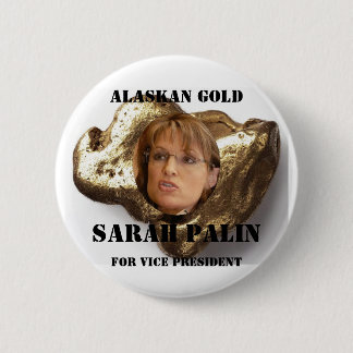 アラスカの金ゴールド、サラ。.PALIN 缶バッジ