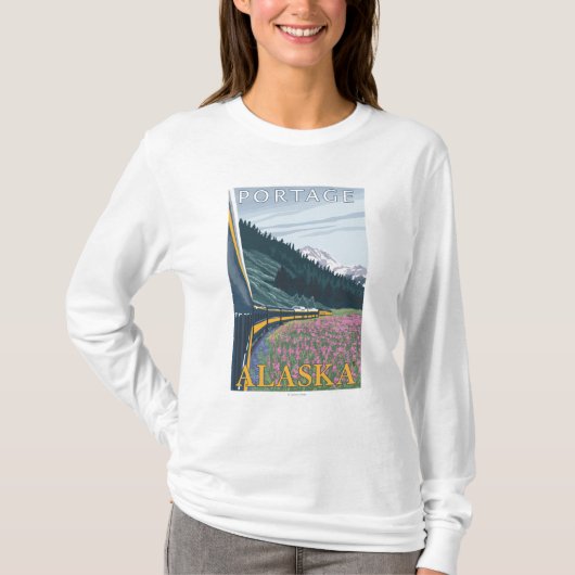 アラスカの鉄道場面- Portage、アラスカ Tシャツ (正面)