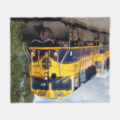 アラスカの鉄道機関車 フリースブランケット (正面(横))