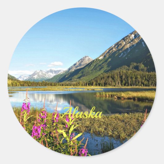 アラスカの風景写真 ラウンドシール (正面)
