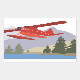 アラスカの飛行機 長方形シール