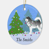 アラスカの飾マラムートのクリスマスツリー セラミックオーナメント (左)