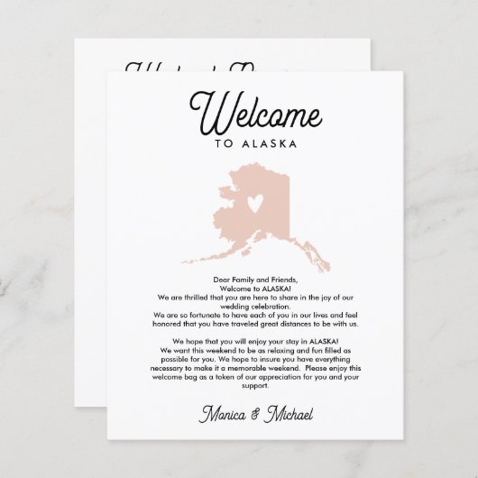 アラスカへようこそ |文字と旅程の任意の色 (正面/裏面)