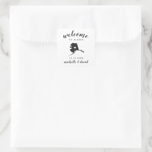 アラスカへようこそ |結婚のカスタム好意 スクエアシール (バッグ)