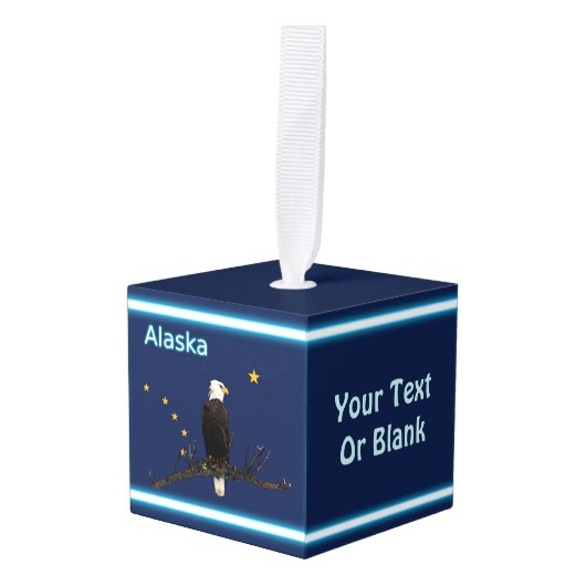 アラスカイーグル州旗 キューブオーナメント (正面アングル)