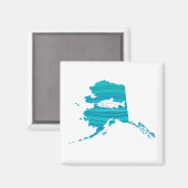 アラスカウェーブサーモン魚釣り マグネット (正面/裏面)