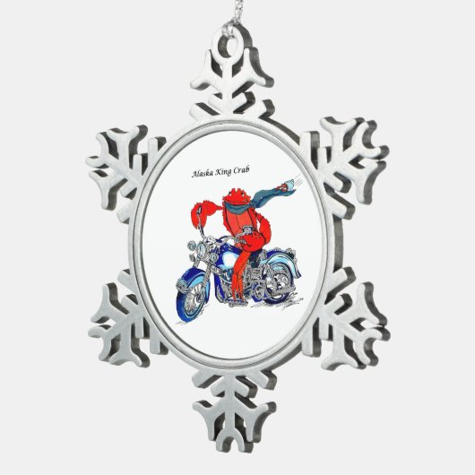 アラスカキングカお洒落ニモーターサイクル設計 スノーフレークピューターオーナメント (右)