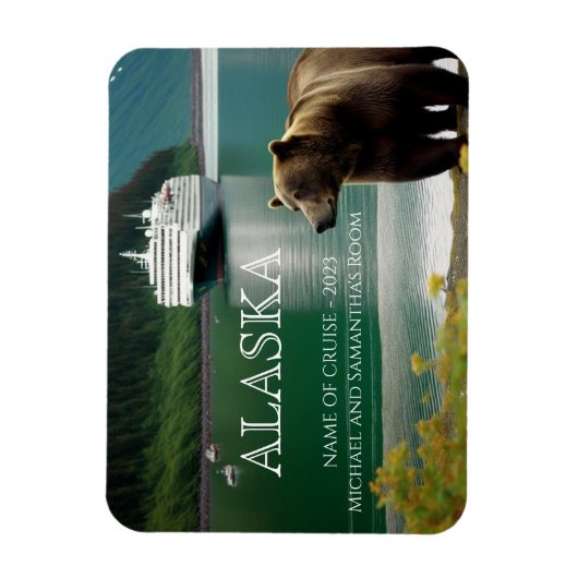 アラスカクルーズクルージングベアパーソナライズされた マグネット (縦)