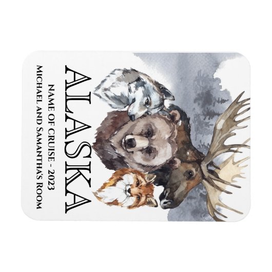 アラスカクルーズクルージングベアーウルフムース マグネット (横)