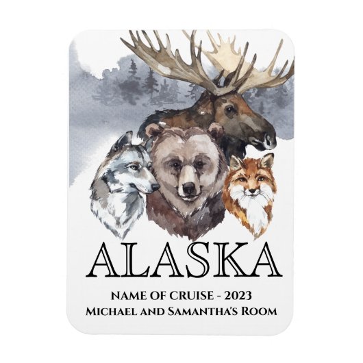 アラスカクルーズクルージングベアーウルフムース マグネット (縦)