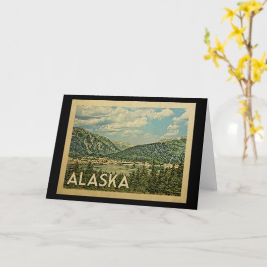 アラスカグリーティングカードヴィンテージ旅行 カード (黄色い花)
