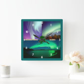 アラスカコラージュの北方灯 スクエア壁時計 (ホーム)