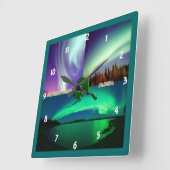 アラスカコラージュの北方灯 スクエア壁時計 (傾斜)