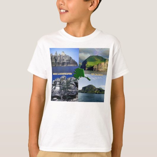 アラスカコラージュの岩風景 Tシャツ (正面)