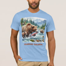 アラスカサーモングリズリー男性Tシャツ