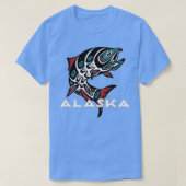 アラスカサーモン魚釣り先住民アメリカン先住民T Tシャツ (デザイン正面)
