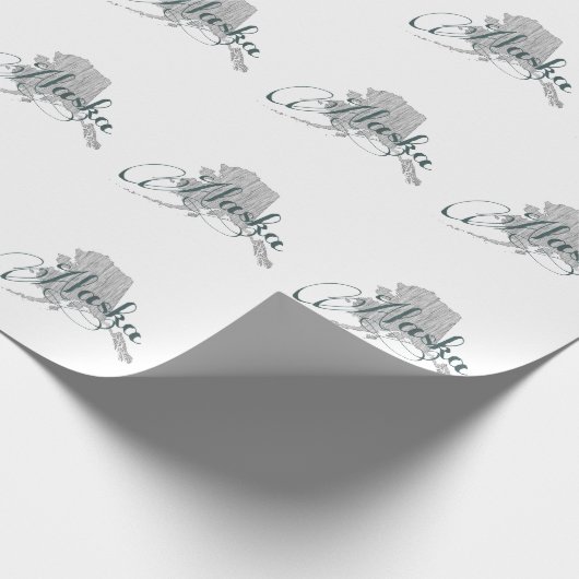 アラスカシェイプヴィンテージグレーアラスカンタイポグラフィ ラッピングペーパー (角)