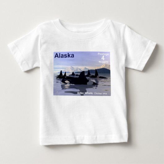 アラスカシャチ切手 ベビーTシャツ (正面)