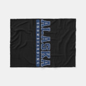 アラスカスノーボーディングブルーヴィンテージ文字 フリースブランケット (正面(横))