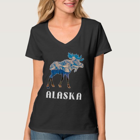 アラスカデーのムース 雪の山々 Tシャツ (正面)