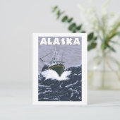 アラスカニボートヴィンテージ旅行ポスター ポストカード (スタンド正面)
