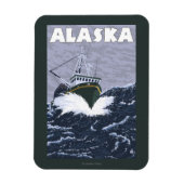 アラスカニボートヴィンテージ旅行ポスター マグネット (縦)