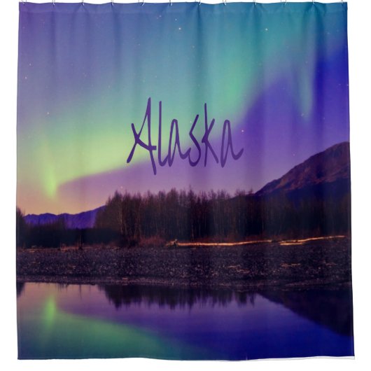 アラスカノーザンライツマウンテンズレイク シャワーカーテン (正面)
