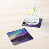 アラスカノーザンライツマウンテンズレイク スクエアペーパーコースター (インサイチュ)