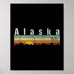 アラスカハイキング - ヴィンテージアラスカTシャツギフト ポスター