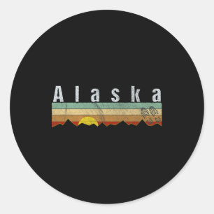 アラスカハイキング - ヴィンテージアラスカTシャツギフト ラウンドシール