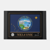 アラスカハウスマット、アラスカ国旗のスポーツ/ようこそ ドアマット (正面)