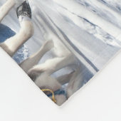 アラスカハスキーな犬のそりの競争 フリースブランケット (角)