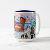 アラスカハスキーキスダウンタウンアンカレッジマグ ツートーンマグカップ (正面右)