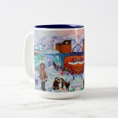 アラスカハスキーキスダウンタウンアンカレッジマグ ツートーンマグカップ (正面左)