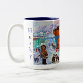 アラスカハスキーキスダウンタウンアンカレッジマグ ツートーンマグカップ (左)