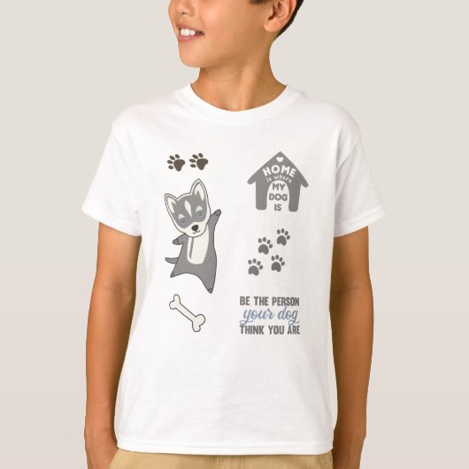 アラスカハスキー愛好家を設定した犬かわいいステッカー Tシャツ (正面)
