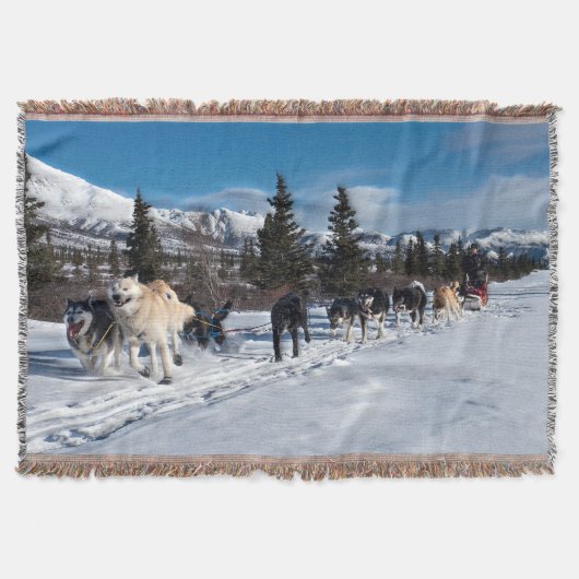 アラスカハスキー犬ぞりレース スローブランケット (正面)