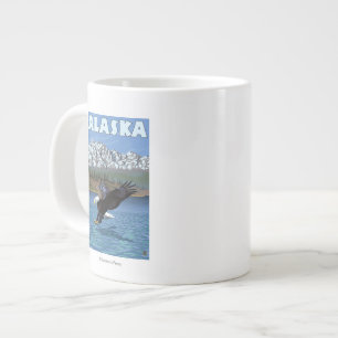 アラスカハルド·イーグル·ビンテージ·トラベル·ポスター ジャンボコーヒーマグカップ