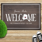 アラスカパーソナライズされた木目歓迎 ドアマット