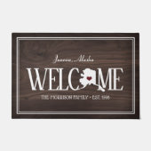 アラスカパーソナライズされた木目歓迎 ドアマット (正面)