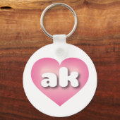 アラスカピンクフェードハート – 私はak愛 キーホルダー (正面)