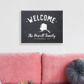 アラスカファミリーモノグラム歓迎サイン キャンバスプリント (インサイチュ (リビング))