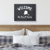 アラスカファミリーモノグラム歓迎サイン キャンバスプリント (インサイチュ (寝室))