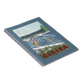 アラスカフライ漁師ヴィンテージ旅行ポスター ノートブック (右側)