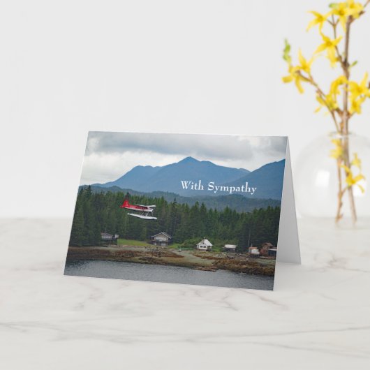 アラスカフロートプレーンランドスケープ写真悔やみや弔慰 カード (黄色い花)