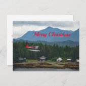 アラスカフロートプレーン風景写真クリスマス シーズンポストカード (正面/裏面)
