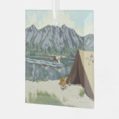 アラスカブッシュ飛行機アンド魚釣り旅行 ガラスオーナメント (正面左)