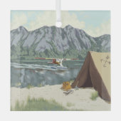 アラスカブッシュ飛行機アンド魚釣り旅行 ガラスオーナメント (正面)